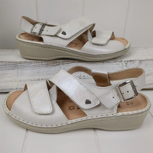 Finn Comfort Linosa Women's Sandals Size 7.5 D / 38 White Low Heel New In Box