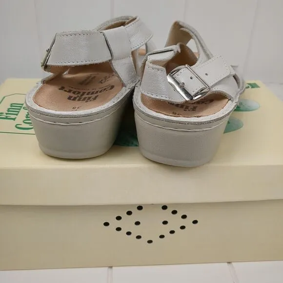 Finn Comfort Linosa Women's Sandals Size 7.5 D / 38 White Low Heel New In Box