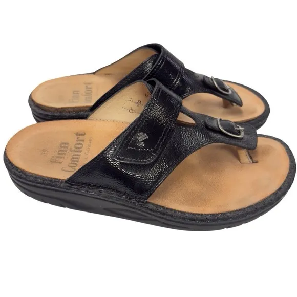 Finn Comfort Phuket Black German Sandal Size 39