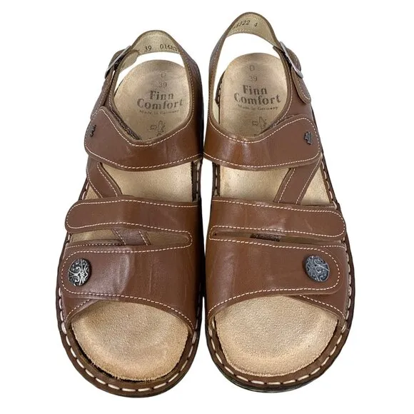 Finn Comfort Women's Gomera-S 82562 Leather Cognac German Sandals EU 39, Size 8
