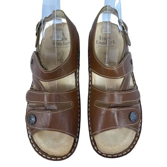 Finn Comfort Women's Gomera-S 82562 Leather Cognac German Sandals EU 39, Size 8