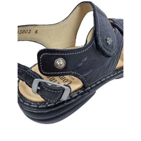 Finn Comfort Women's Gomera-S Black Leather German Sandals Size EU 37, US 6.5