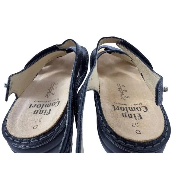 Finn Comfort Women's Gomera-S Black Leather German Sandals Size EU 37, US 6.5