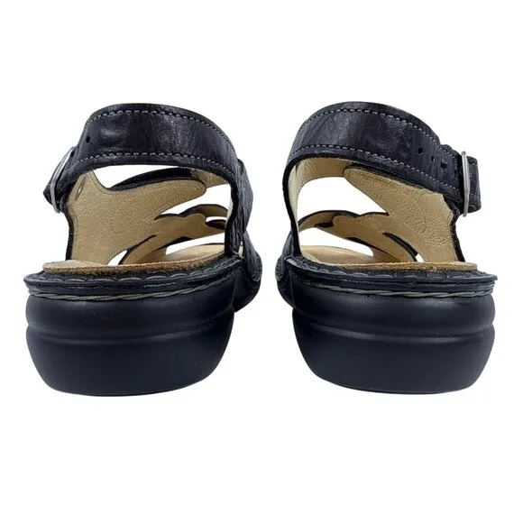 Finn Comfort Women's Gomera-S Black Leather German Sandals Size EU 37, US 6.5