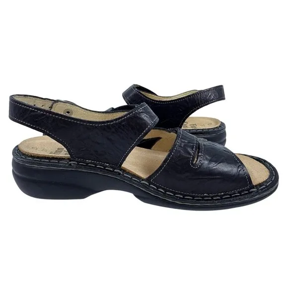 Finn Comfort Women's Gomera-S Black Leather German Sandals Size EU 37, US 6.5