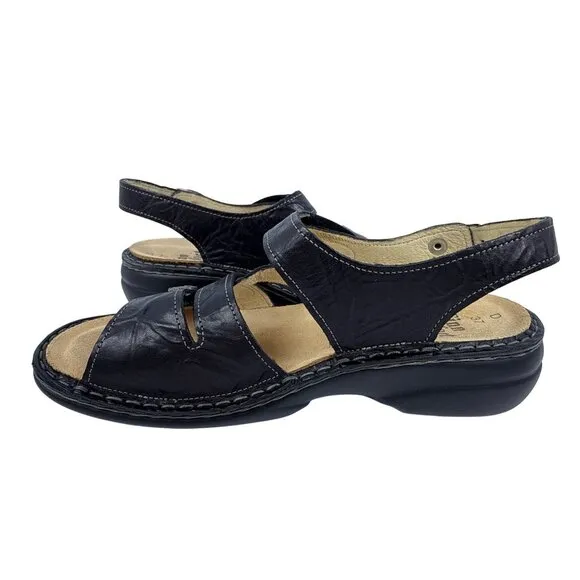 Finn Comfort Women's Gomera-S Black Leather German Sandals Size EU 37, US 6.5
