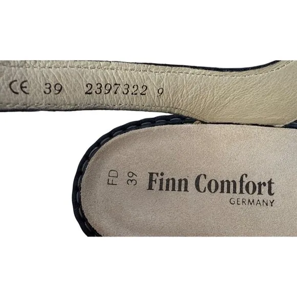 Finn Comfort Women's Gomera-S Black Leather German Sandals Size EU 39, US 8