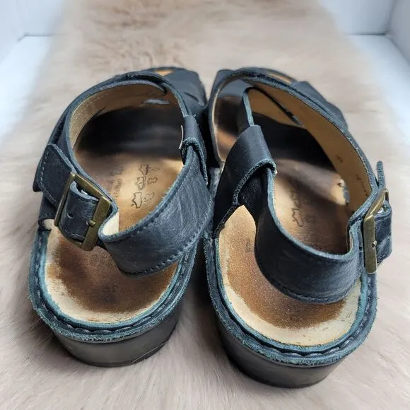 Finn Comfort Jersey Black Leather Slingback Sandals