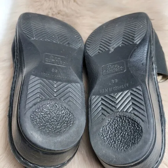 Finn Comfort Jersey Black Leather Slingback Sandals