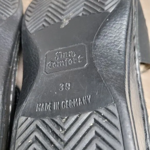 Finn Comfort Jersey Black Leather Slingback Sandals