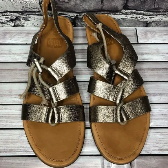 Fit Flop Gladdie Bronze Leather Tassel Gladiator Sandals Women’s Sz 11M US/43EU