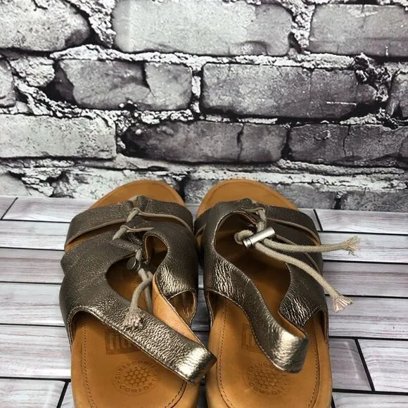 Fit Flop Gladdie Bronze Leather Tassel Gladiator Sandals Women’s Sz 11M US/43EU