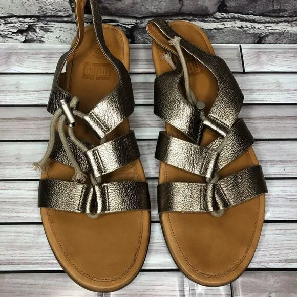 Fit Flop Gladdie Bronze Leather Tassel Gladiator Sandals Women’s Sz 11M US/43EU