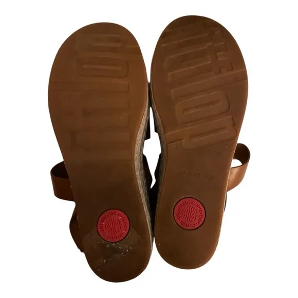FitFlop Eloise Leather Studded Platform Sandals - Size 10