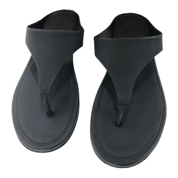 Fitflop Women's Banda Toe-Post Perforated Leather Preppy Sandals | Size 6