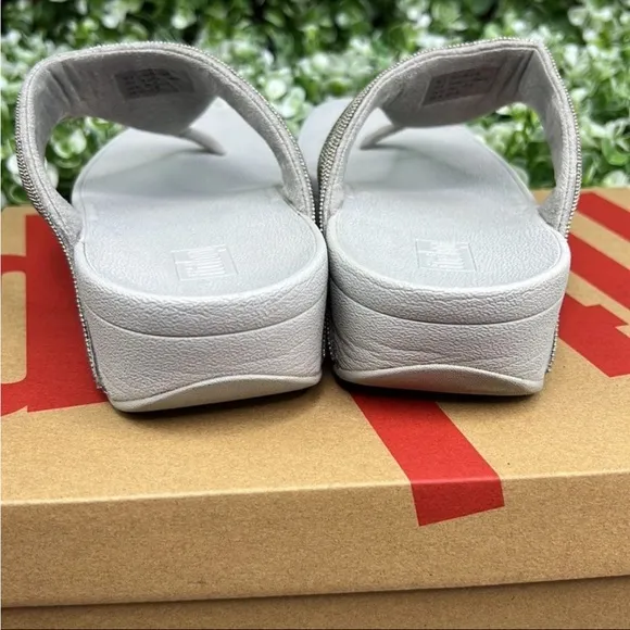 Fitflop Women's Lottie Shimmer Mesh Toe Thong Platform Sandals 8