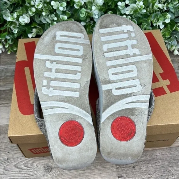 Fitflop Women's Lottie Shimmer Mesh Toe Thong Platform Sandals 8