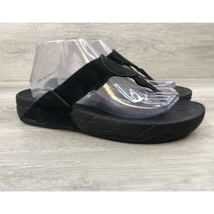 Fitflop Women's Oasis Sandal Black Leather Orthopedic Toning Thong  Size 9M