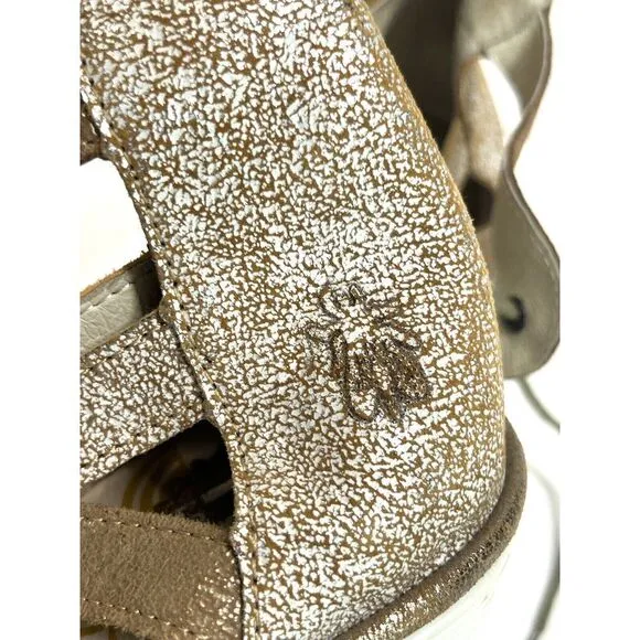 Fly London Gladiator Heeled Sandals Size 10- 10.5 41 EU Lace Up Metallic