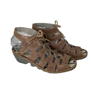 Fly London sandals Luna &amp; Camel Port Leather Sandal metallic brown sz 6.5
