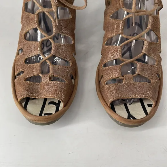 Fly London sandals Luna &amp; Camel Port Leather Sandal metallic brown sz 6.5