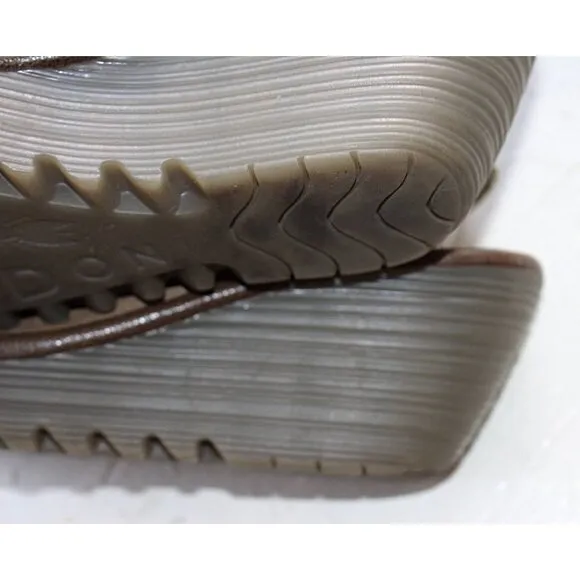 Fly London - Yala Perforated Suede Peep Toe Wedge Sandals, sz 39 or US 8-8.5