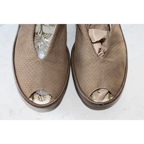 Fly London - Yala Perforated Suede Peep Toe Wedge Sandals, sz 39 or US 8-8.5