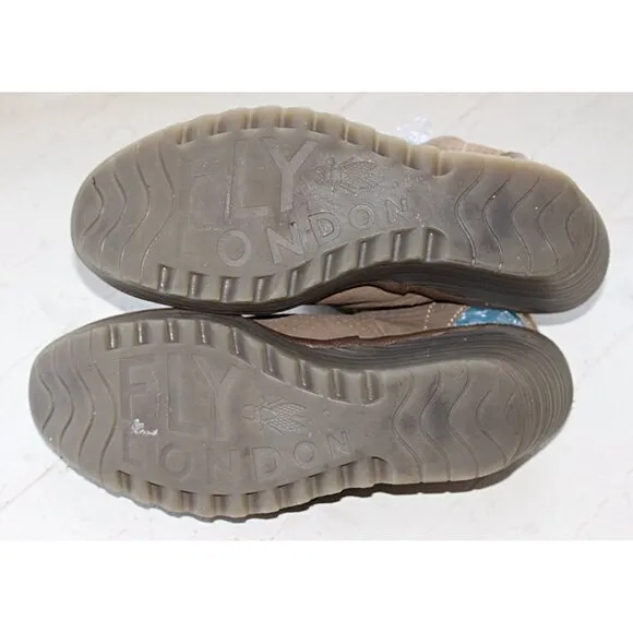Fly London - Yala Perforated Suede Peep Toe Wedge Sandals, sz 39 or US 8-8.5