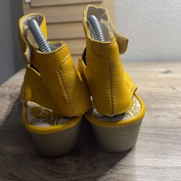 Fly London Yala Lemon Yellow Leather Sandals