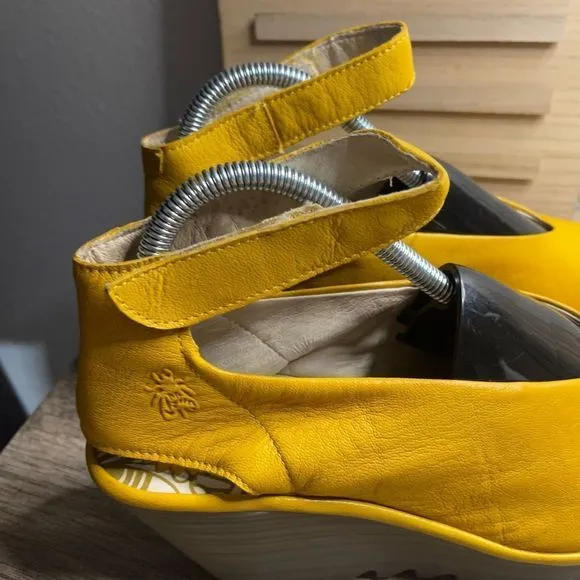 Fly London Yala Lemon Yellow Leather Sandals