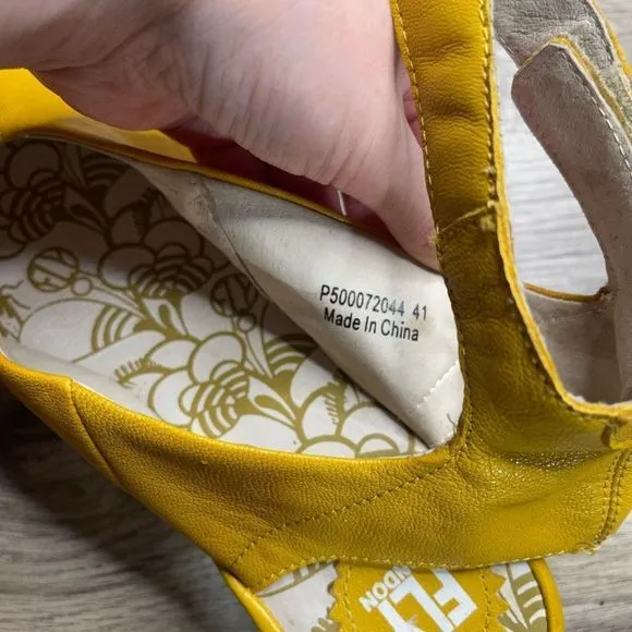 Fly London Yala Lemon Yellow Leather Sandals