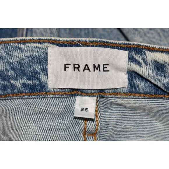 FRAME NEW $268 Le Piper Wide Cuff Crop Straight Leg Jean Richlake Size 26