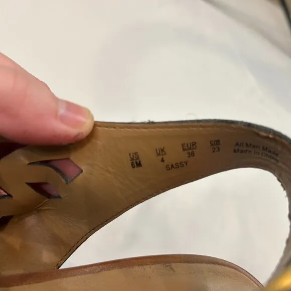 Franco Sarto Chaz Leather Brown Wedge Sandals Size 6 M