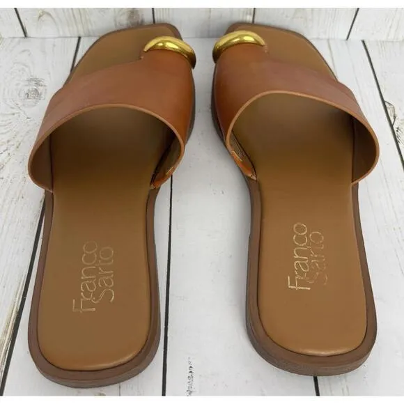 Franco Sarto Marzio Sandals Tan Gold Metal Accent US 7.5