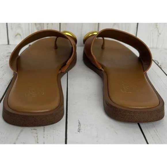 Franco Sarto Marzio Sandals Tan Gold Metal Accent US 7.5