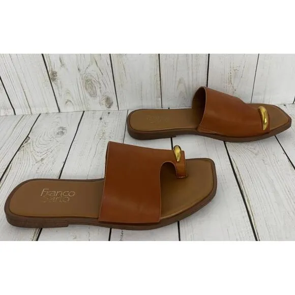 Franco Sarto Marzio Sandals Tan Gold Metal Accent US 7.5