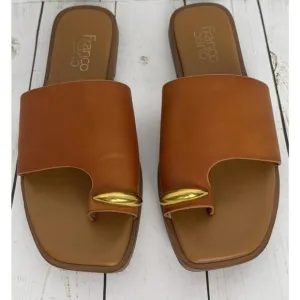 Franco Sarto Marzio Sandals Tan Gold Metal Accent US 7.5