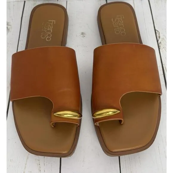 Franco Sarto Marzio Sandals Tan Gold Metal Accent US 7.5