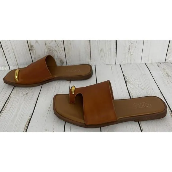 Franco Sarto Marzio Sandals Tan Gold Metal Accent US 7.5