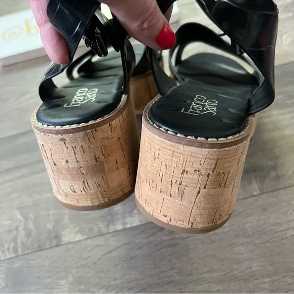 Franco Sarto Sabello Croc Embossed Cork Platform Sandals NWOT