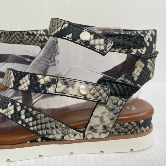 Franco Sarto Women's Daven Drappy snake print Sandals New without Box