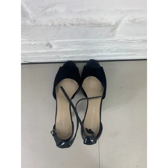 Franco Sarto Women's Stiletto Heels Slingback Sandals Leather Black Size US 8.5