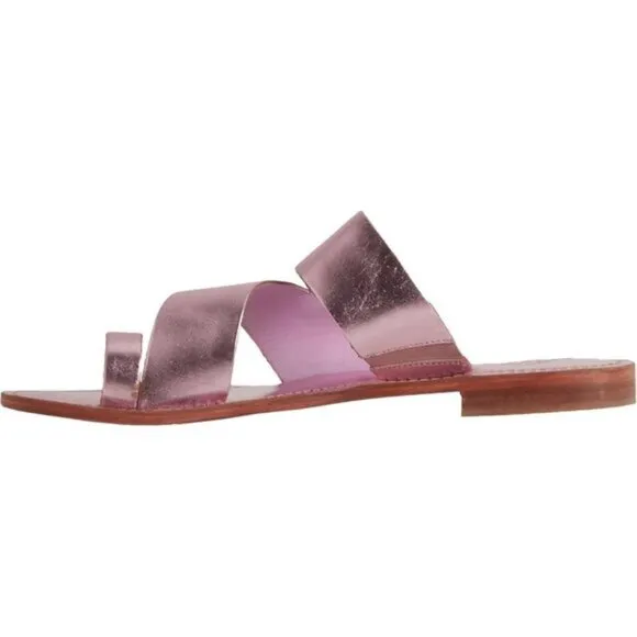 Free People Abilene Pink Leather Metallic Sparkle Open-Toe Sandals - New In Box