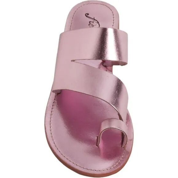 Free People Abilene Pink Leather Metallic Sparkle Open-Toe Sandals - New In Box