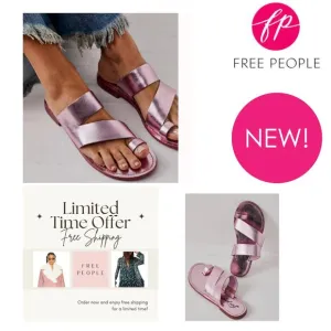 Free People Abilene Pink Leather Metallic Sparkle Open-Toe Sandals - New In Box