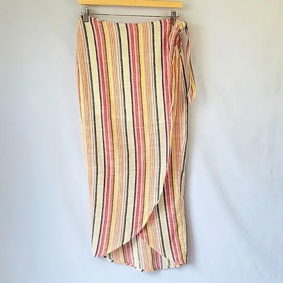 Free People Aubrey Sarong Skirt Vertical Multi Stripe Size 4