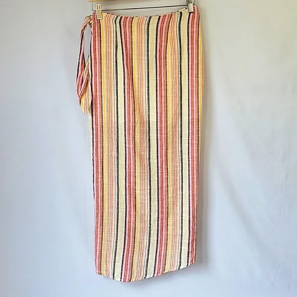 Free People Aubrey Sarong Skirt Vertical Multi Stripe Size 4