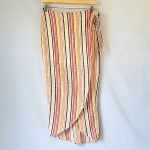 Free People Aubrey Sarong Skirt Vertical Multi Stripe Size 4