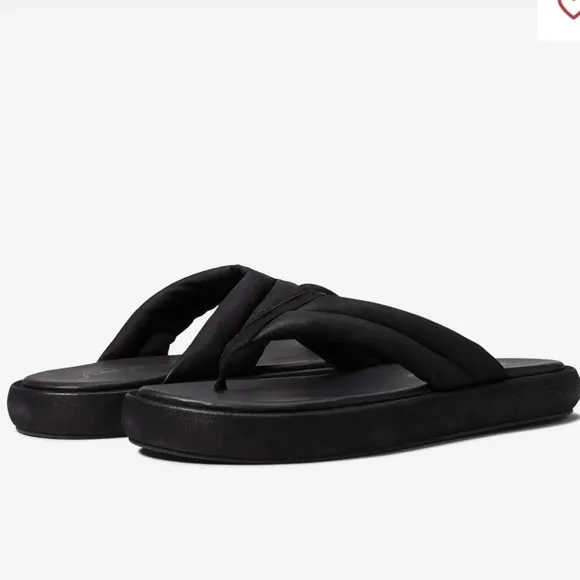 Free People Black Leather Wonderland Thong Sandals