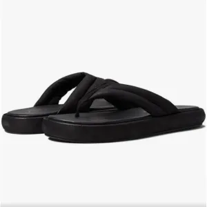 Free People Black Leather Wonderland Thong Sandals
